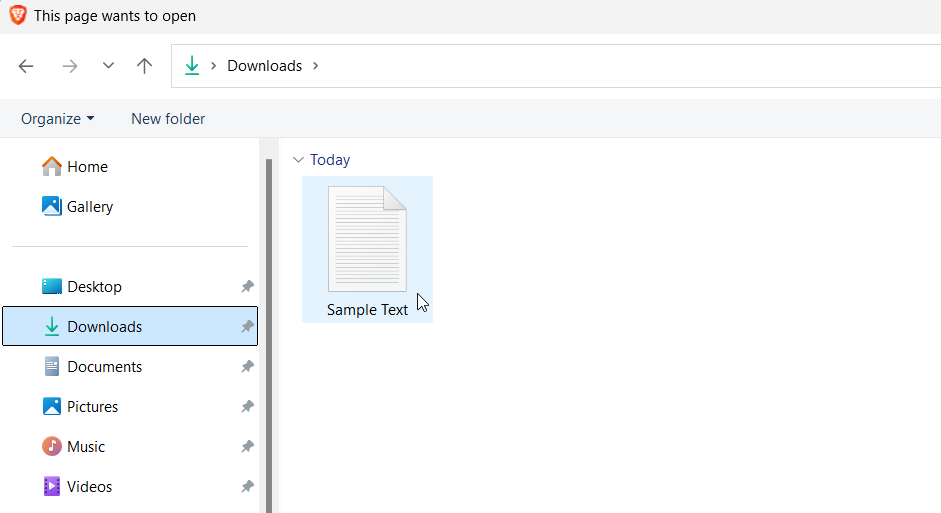 open dialog